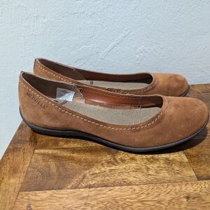 Merrell Womens  8 Avesso Oak Ballet Flats Brown Tan Suede Slip On Shoes Casual‎